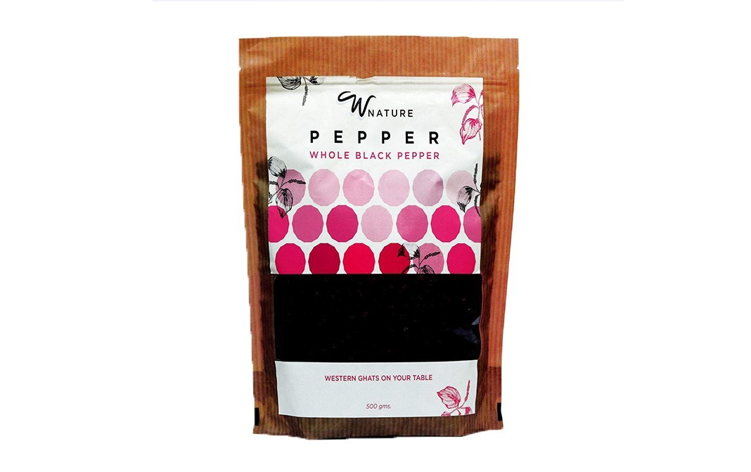 Wnature Pepper Whole Black Papper   Pack  500 grams
